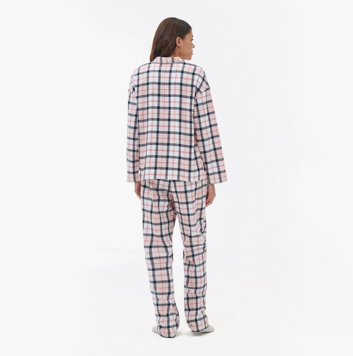 Barbour ELLERY Womens Pyjama Set Pink/Navy Tartan - Shuperb