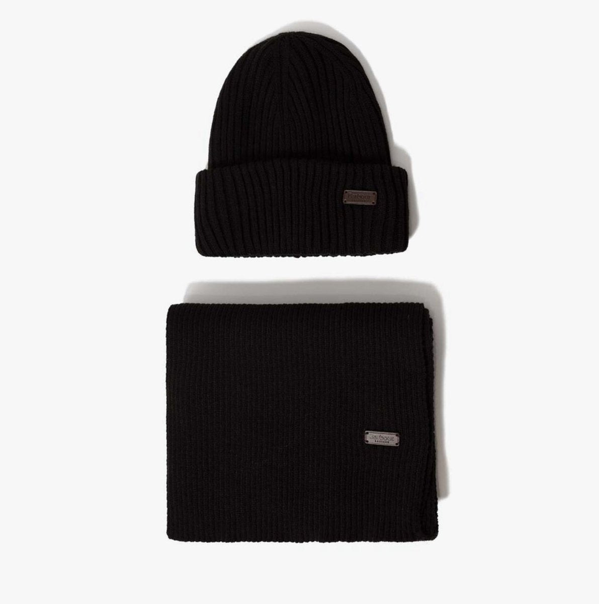 Barbour CRIMDON BEANIE & SCARF Mens Gift Set Black - Shuperb