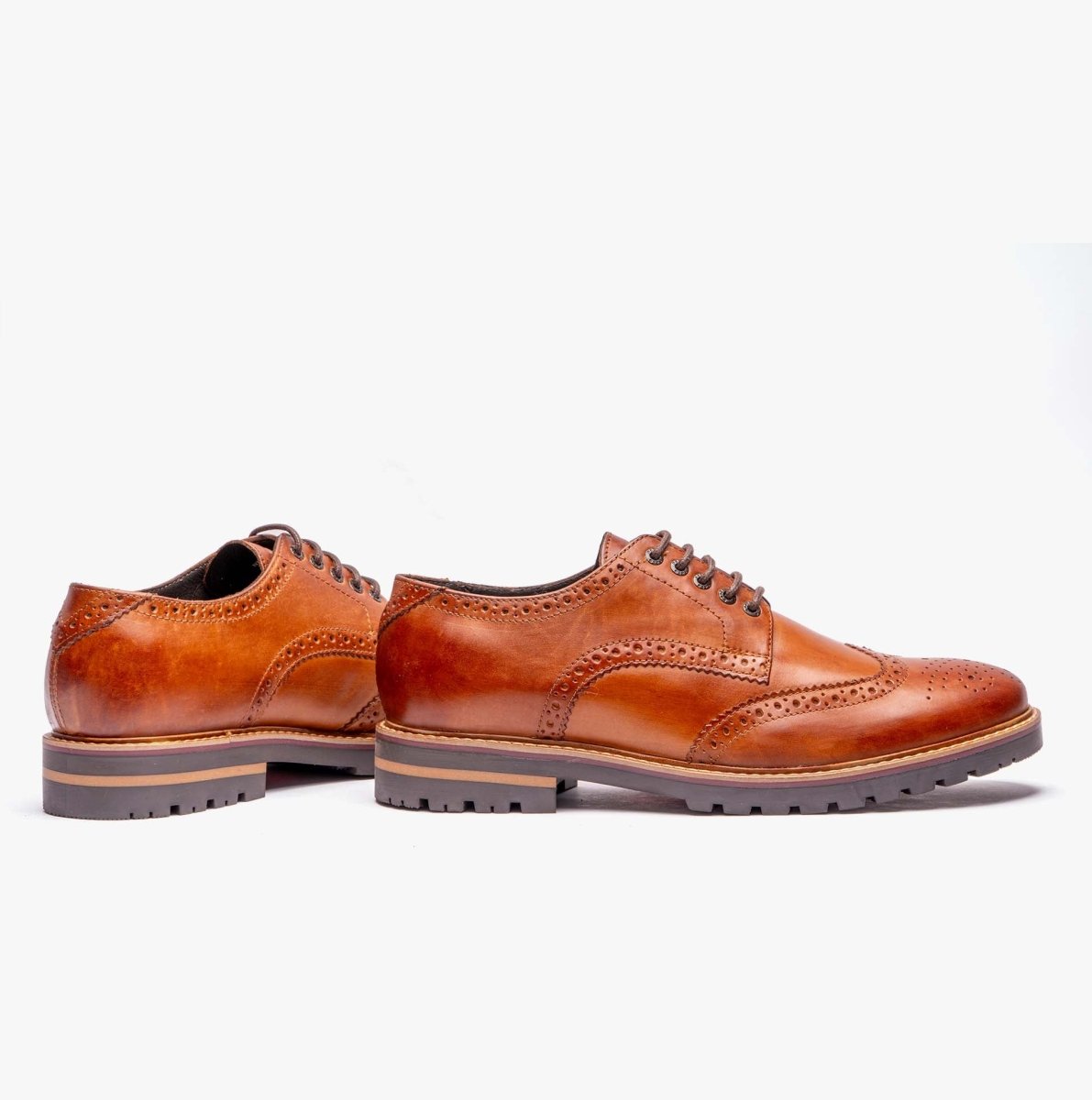 Base London GIBBS WASHED Mens Formal Lace Up Shoes Burnt Tan - Shuperb