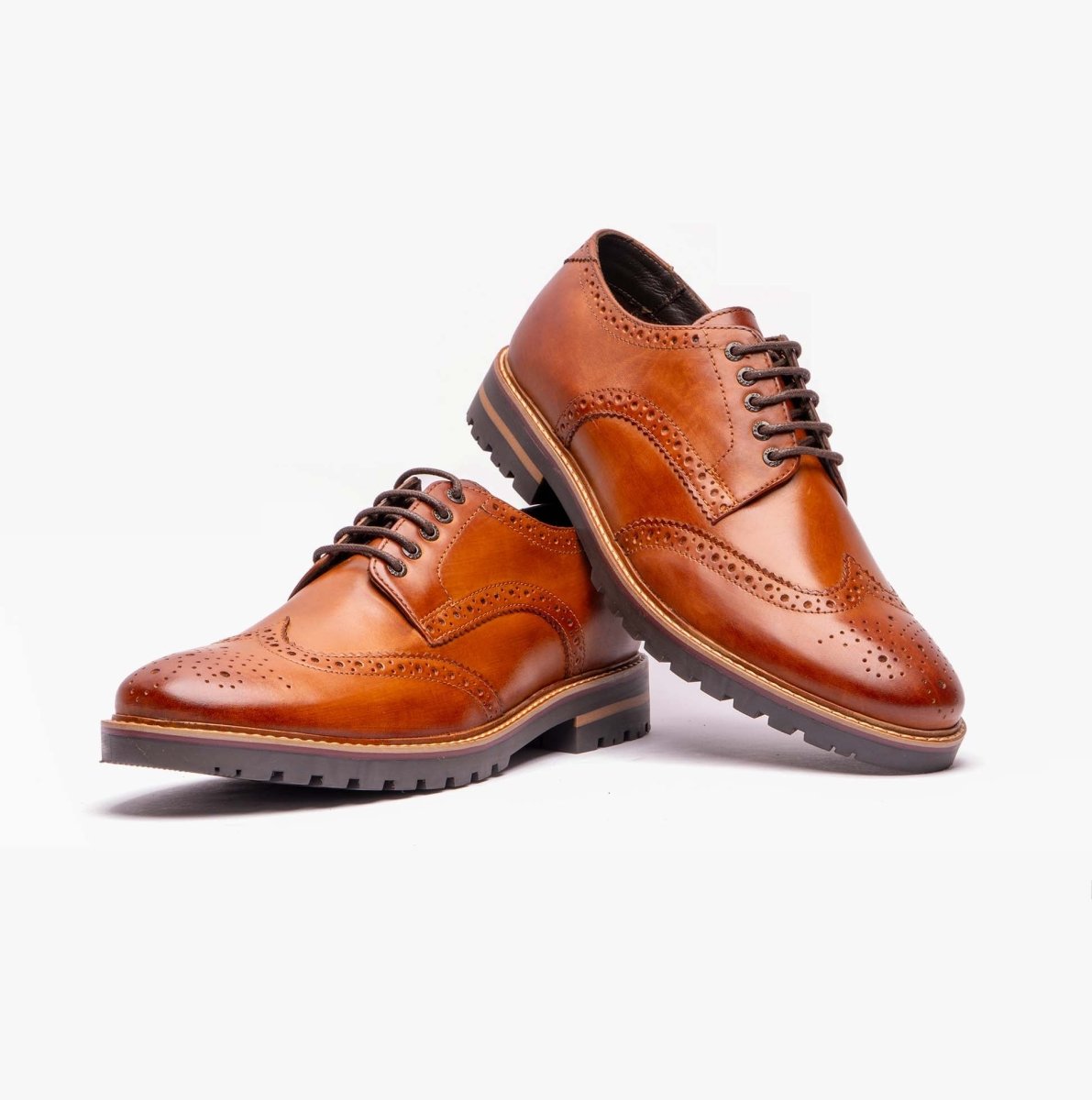 Base London GIBBS WASHED Mens Formal Lace Up Shoes Burnt Tan - Shuperb