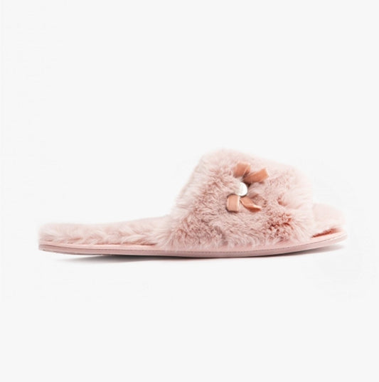 Bedroom Athletics RUBY Ladies Faux Fur Slide Slippers Aquarelle - Shuperb