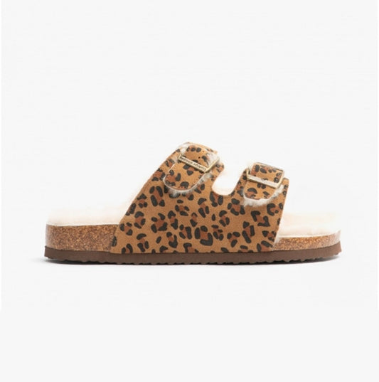 Bedroom Athletics MABEL Ladies Suede Two Strap Slippers Leopard - Shuperb