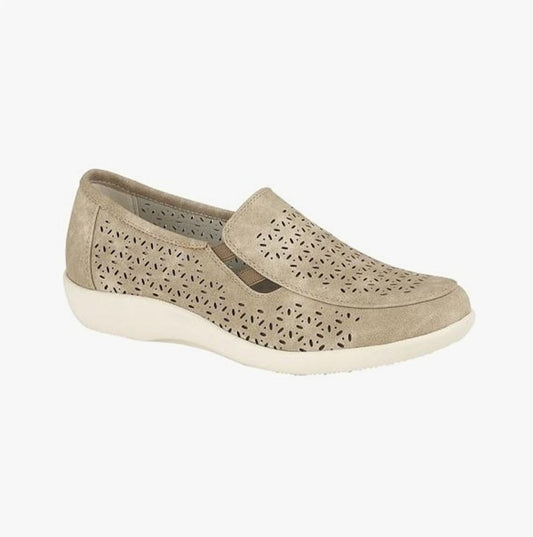 Boulevard RUTH Ladies Cut Out Slip On Shoes Stone - Shuperb