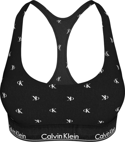 Calvin Klein MODERN COTTON Womens Unlined Bralette Black Diamond Logo Print - Shuperb