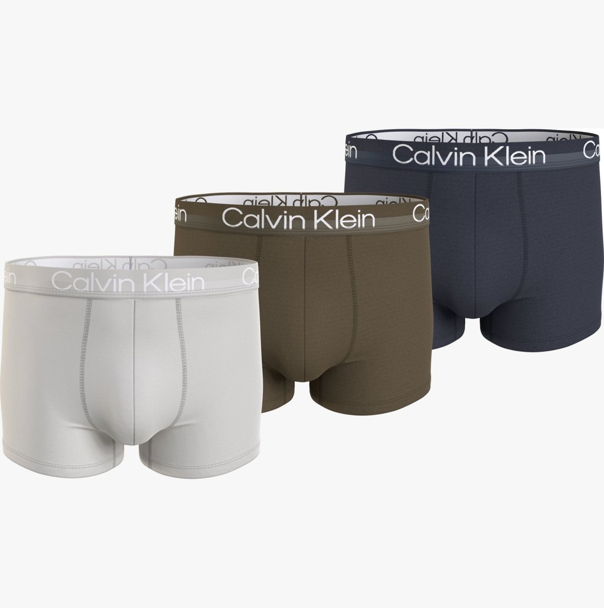 Calvin Klein 3 Pack Mens Trunks Green/Beige/Navy - Shuperb