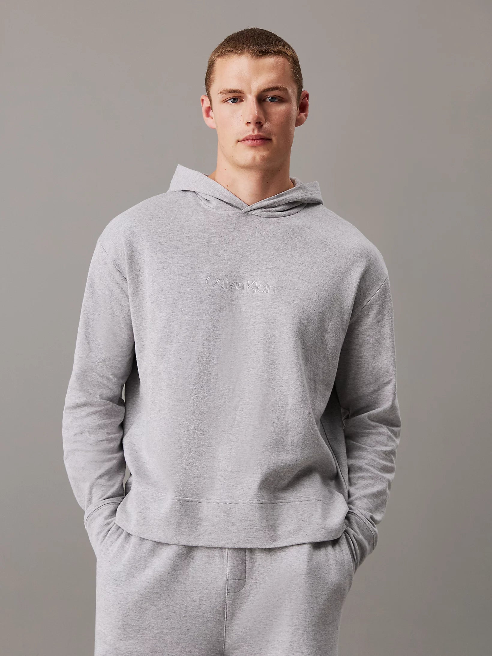 Calvin Klein ICON COTTON TERRY Mens Hoodie Grey - Shuperb