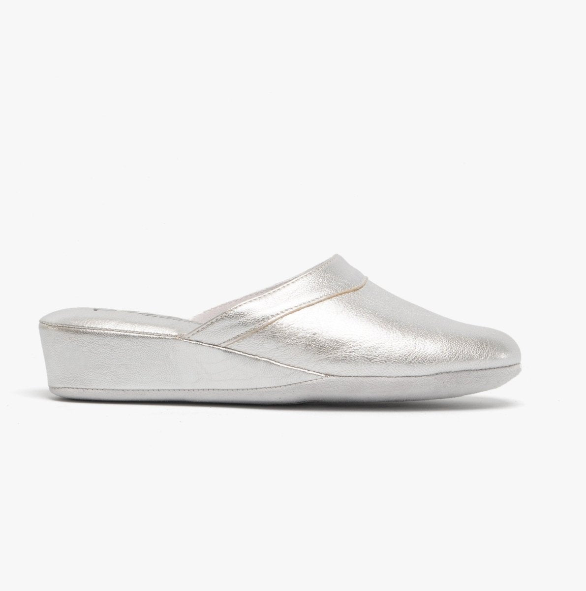 Chaleur FLORENCE Ladies Mule Slippers Silver - Shuperb