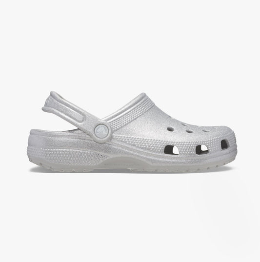 Crocs Crocs CLASSIC GLITTER Unisex Clogs Silver Glitter - Shuperb