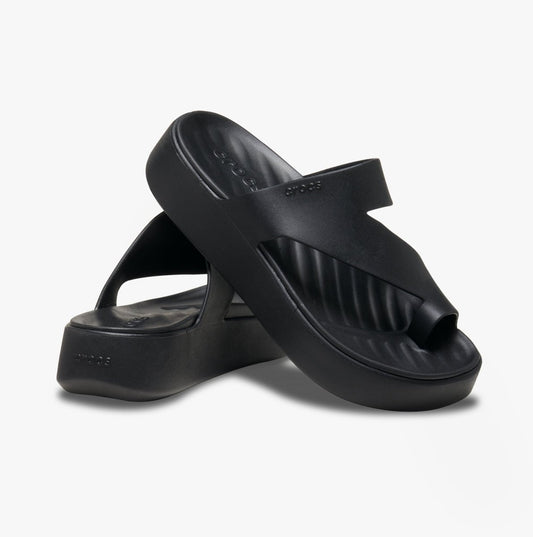 Crocs Crocs GETAWAY PLATFORM TOE LOOP Womens Sandals Black - Shuperb