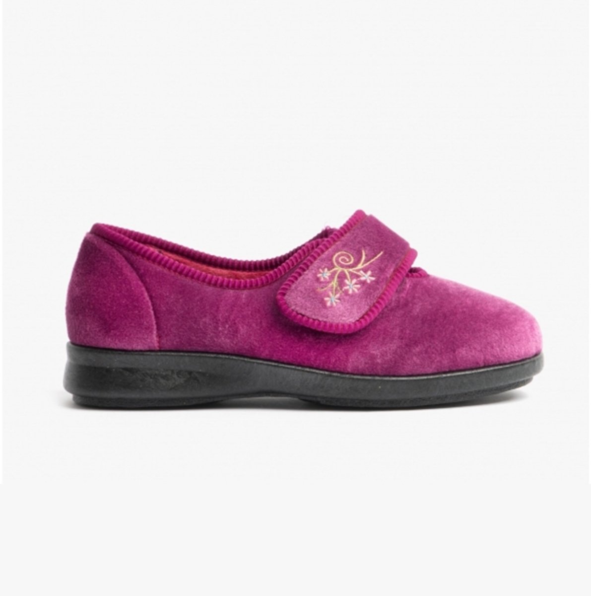 DB Shoes CAROLINE 2 Ladies Extra Wide (2E/4E) Touch Fasten Full Slippers Heather - Shuperb