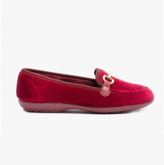 DB Shoes MARTHA Ladies Extra Wide (2E/4E) Full Slippers Burgundy - Shuperb