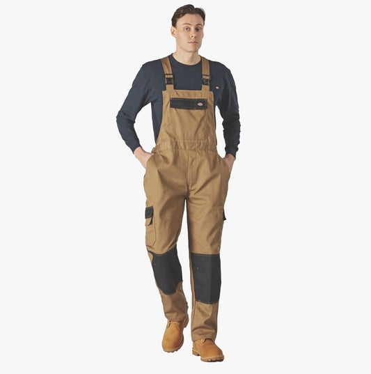 Dickies EVERYDAY Mens Bib & Brace Overall Khaki/Black - Shuperb