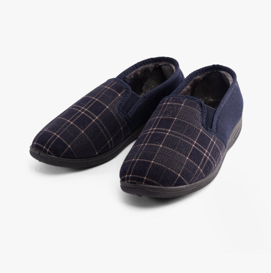 Dr Keller ERIC Mens Full Slippers Navy - Shuperb