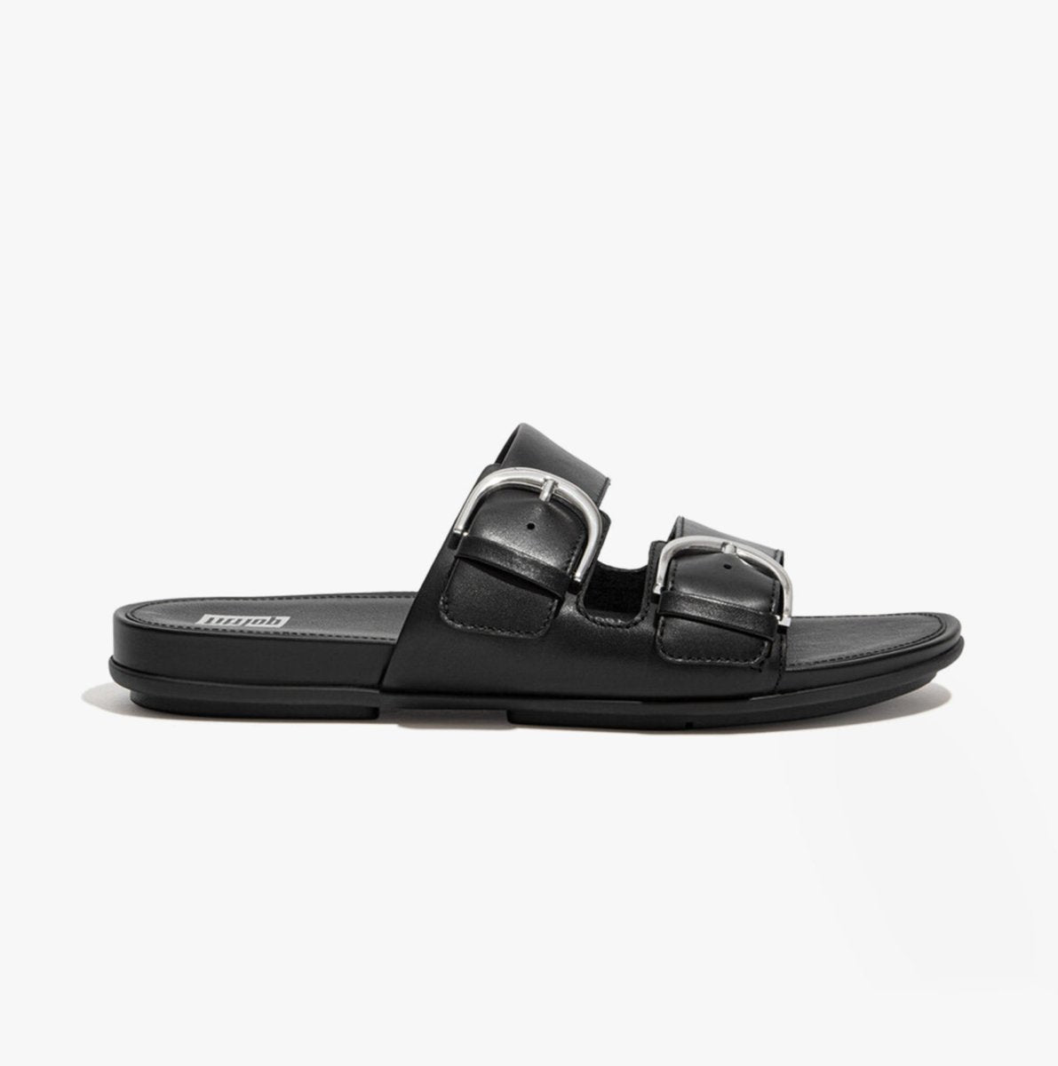 FitFlop GRACIE Ladies Leather Slide Sandals All Black - Shuperb