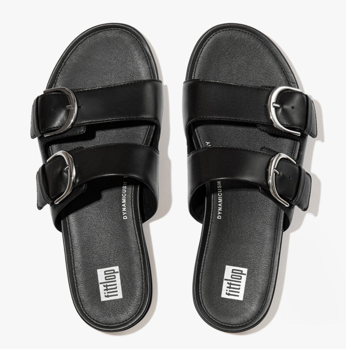 FitFlop GRACIE Ladies Leather Slide Sandals All Black - Shuperb