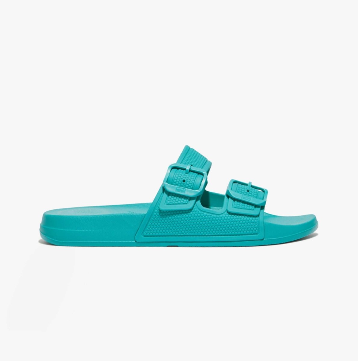 FitFlop iQUSHION TWO - BAR BUCKLE SLIDES Ladies Tahiti Blue - Shuperb