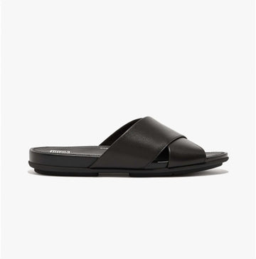 FitFlop GRACIE CROSS Womens Slides All Black - Shuperb