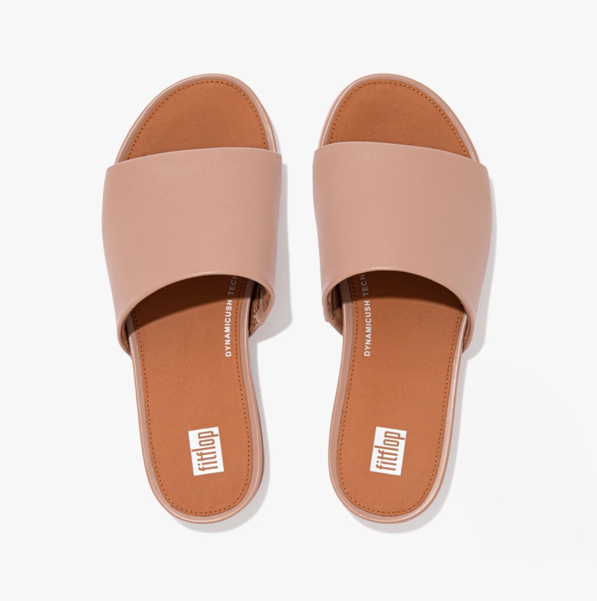 FitFlop GRACIE Ladies Leather Pool Sliders Beige - Shuperb