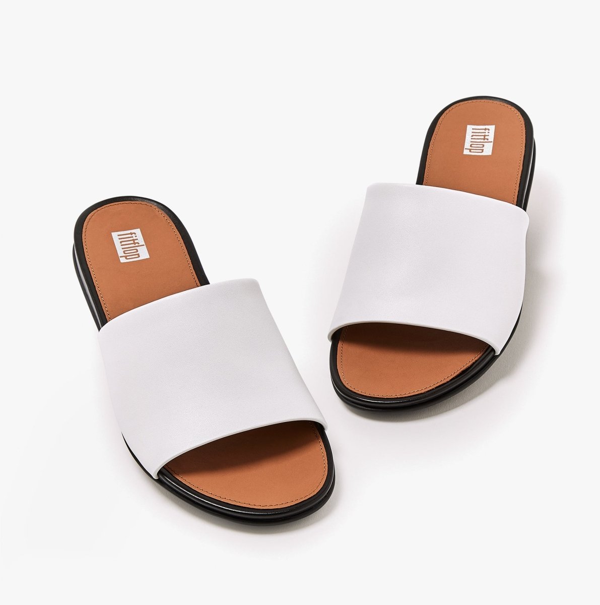 FitFlop FE8 - 477 GRACIE LEATHER POOL Ladies Slides Cream - Shuperb