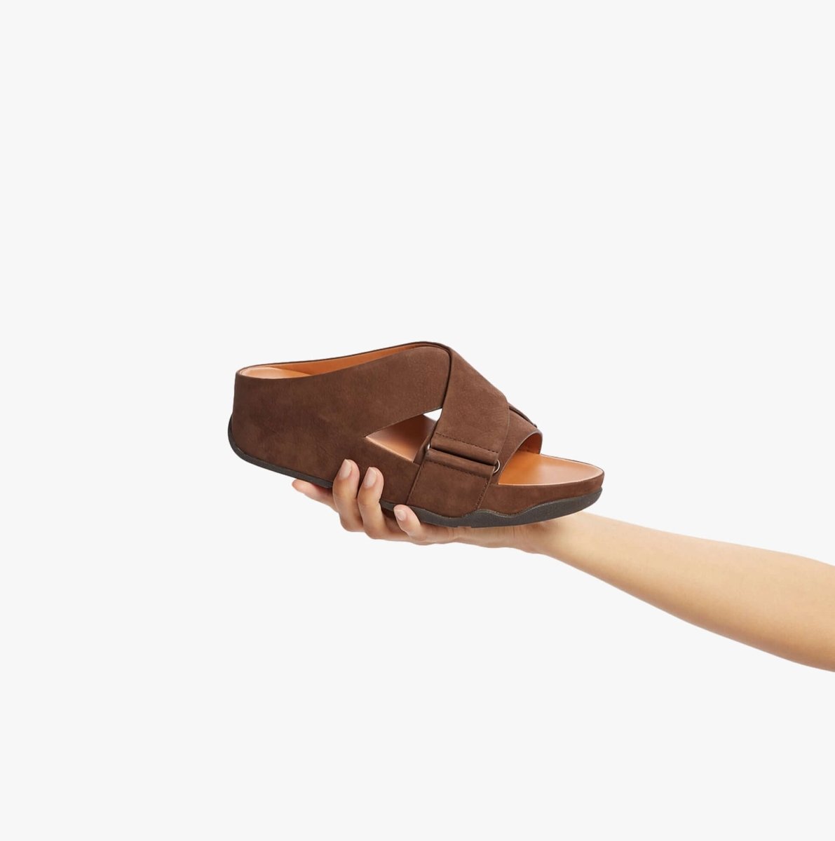 FitFlop SHUV Ladies Nubuck Cross Sliders Chocolate Brown - Shuperb