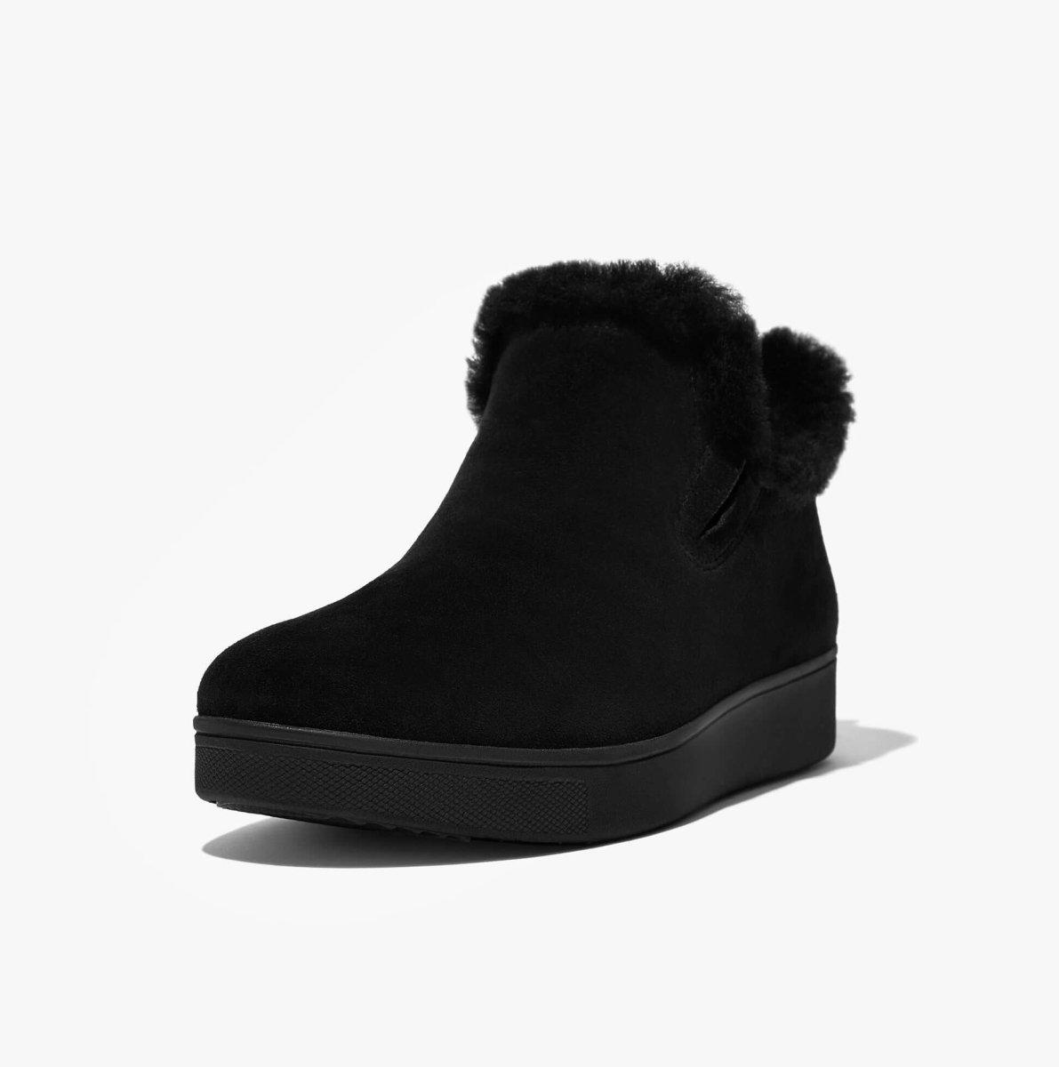 FitFlop RALLY SHEARLING - LINED Ladies Trainers All Black - Shuperb