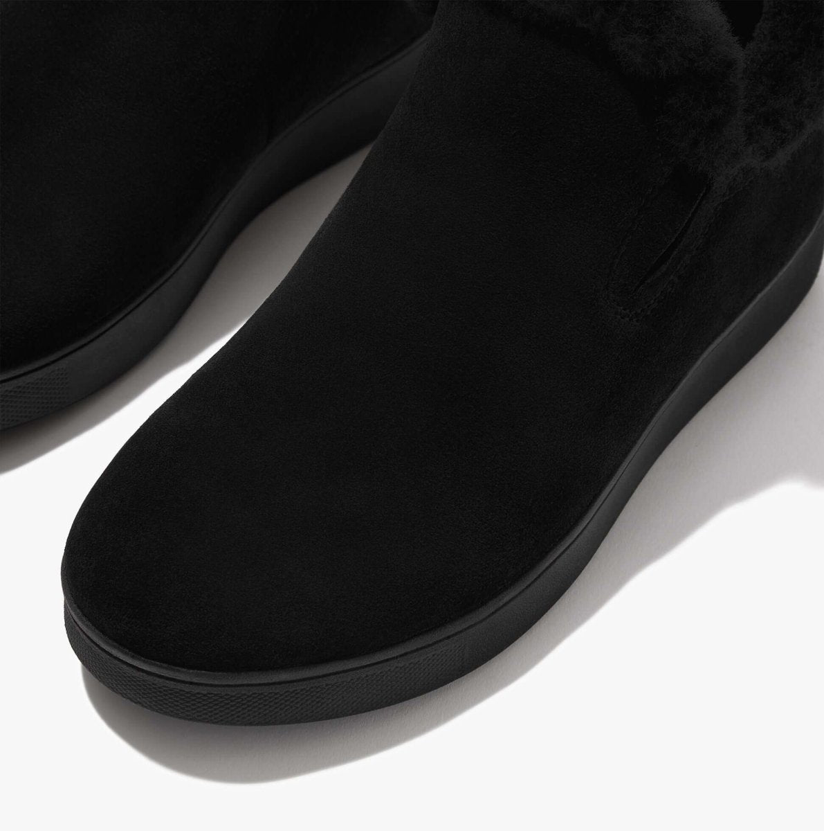 FitFlop RALLY SHEARLING - LINED Ladies Trainers All Black - Shuperb