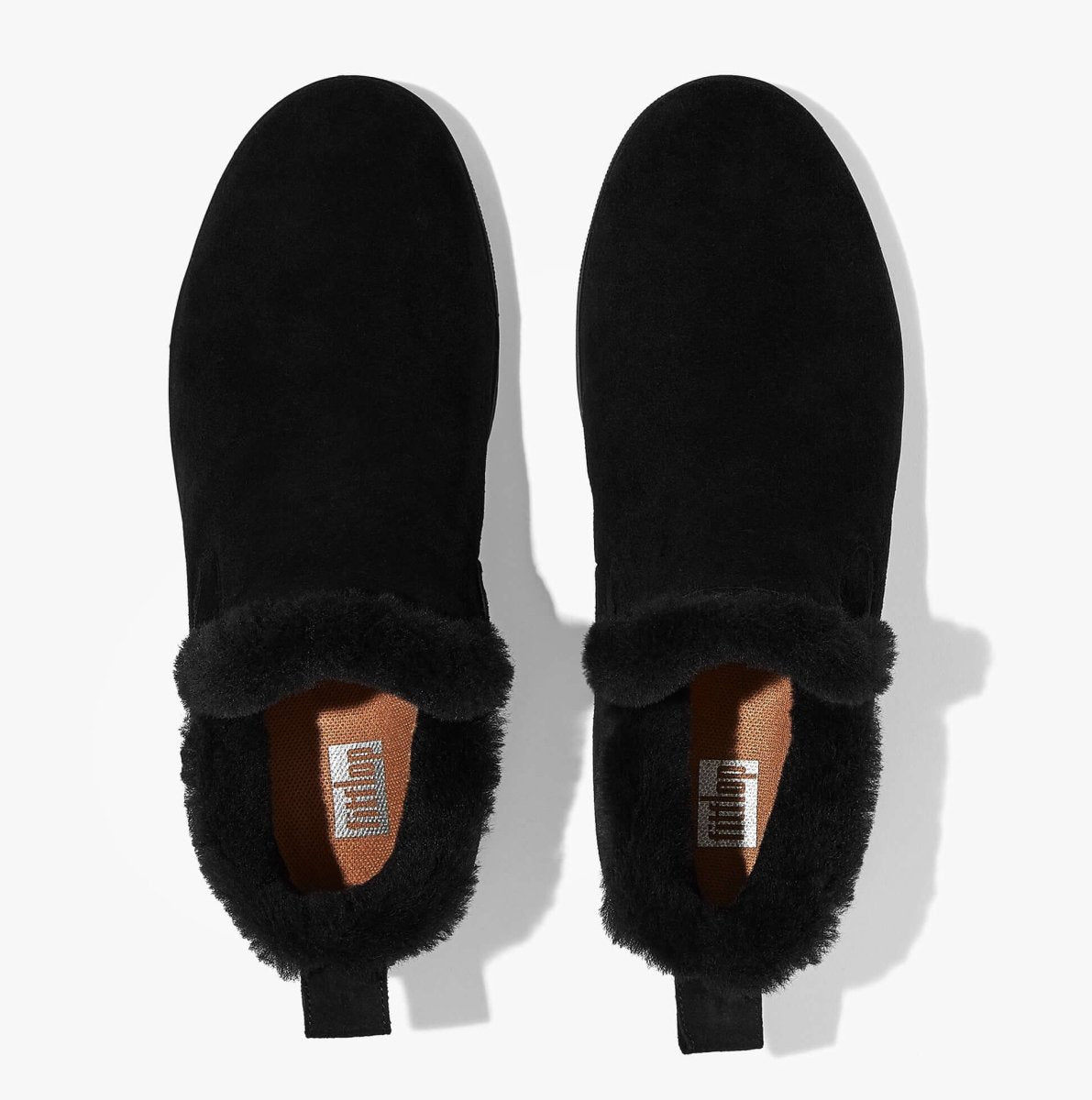 FitFlop RALLY SHEARLING - LINED Ladies Trainers All Black - Shuperb