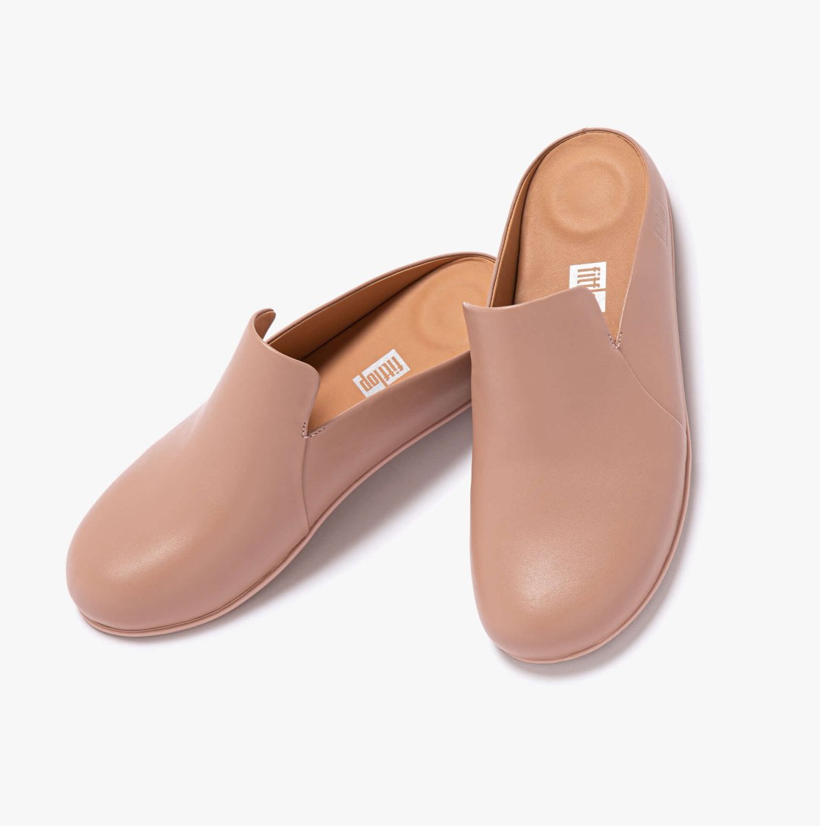 FitFlop CHRISSIE II HAUS Ladies Leather Slippers Beige - Shuperb