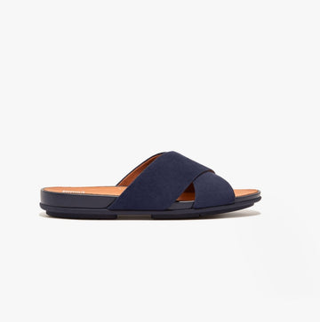 FitFlop GRACIE Ladies Crossover Sliders Midnight Navy - Shuperb