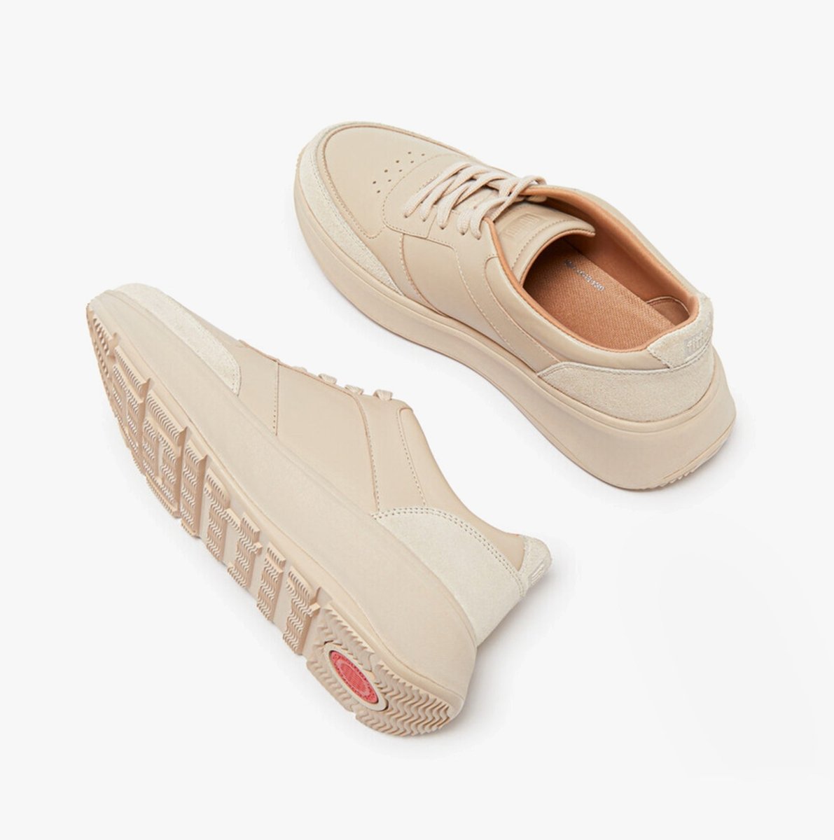 FitFlop F - MODE Ladies Flatform Trainers Stone Beige - Shuperb