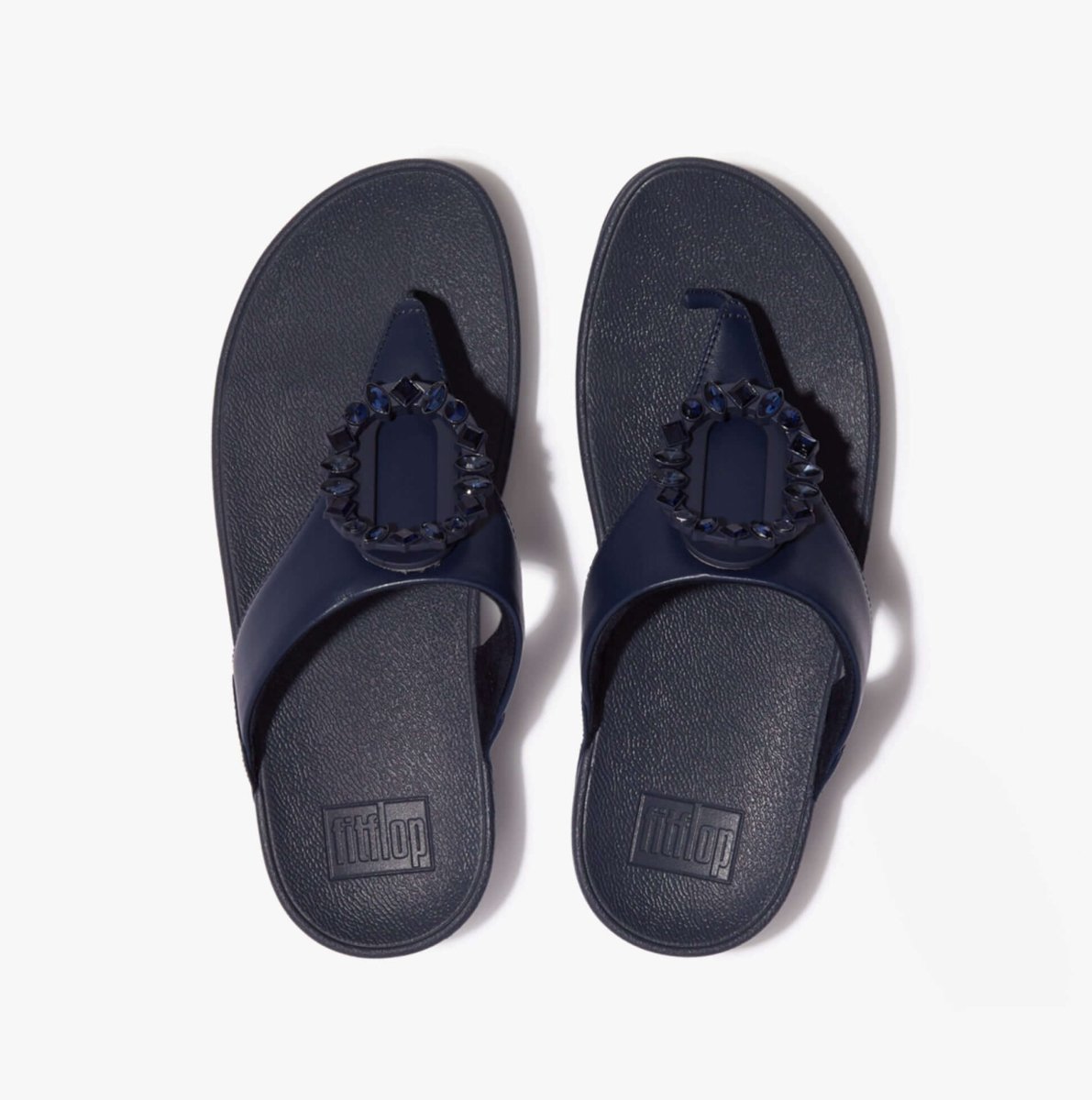 FitFlop LULU CRYSTAL Ladies Toe - Post Sandals Stone Midnight Navy - Shuperb