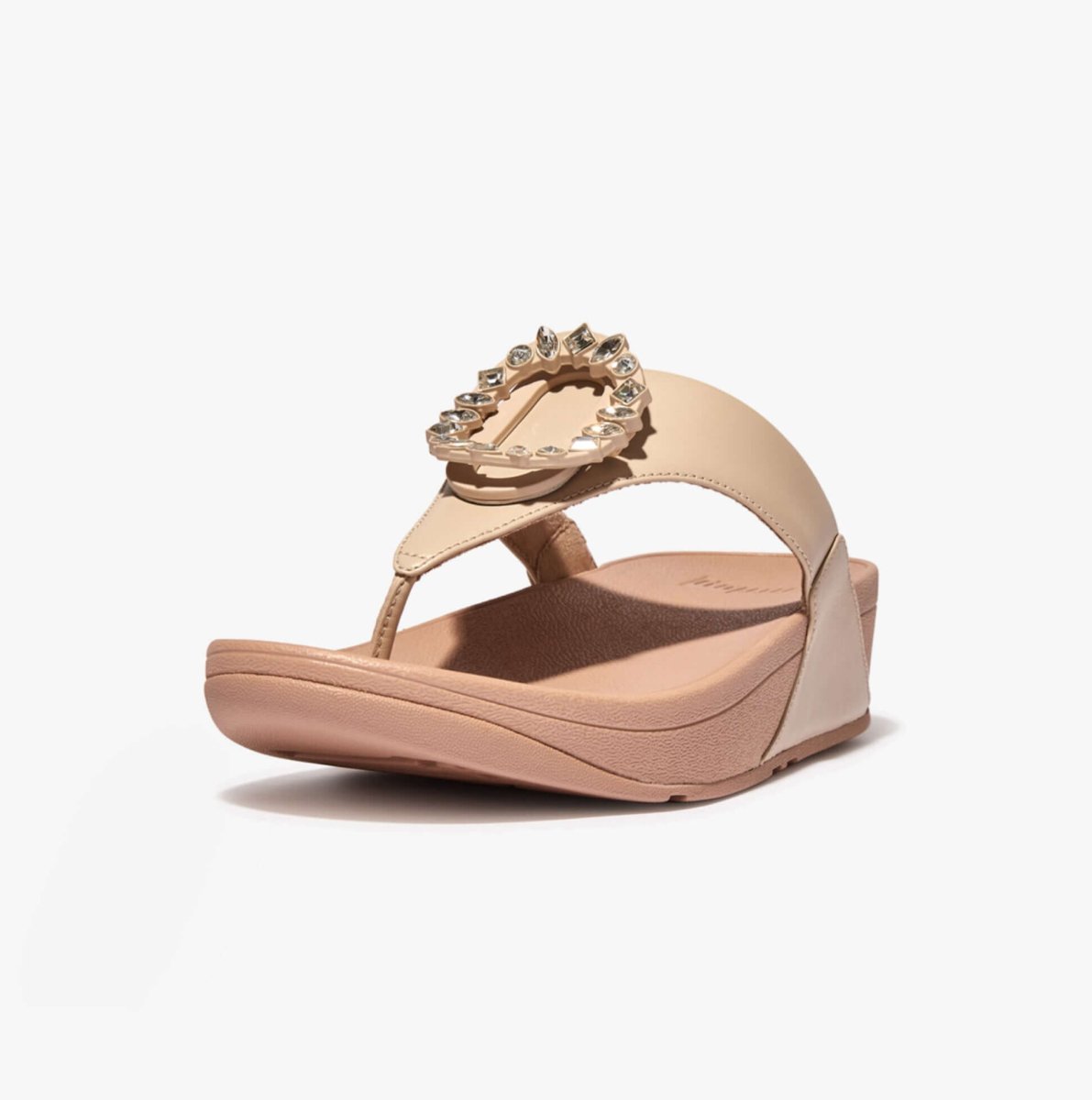 FitFlop LULU CRYSTAL Ladies Toe - Post Sandals Stone Beige - Shuperb