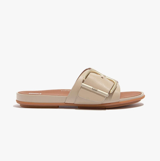 FitFlop GRACIE MAXI - BUCKLE Womens Slides Stone Beige - Shuperb