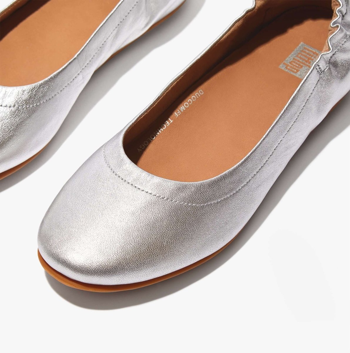 FitFlop Q74 - 011 ALLEGRO Ladies Ballet Pumps Silver - Shuperb