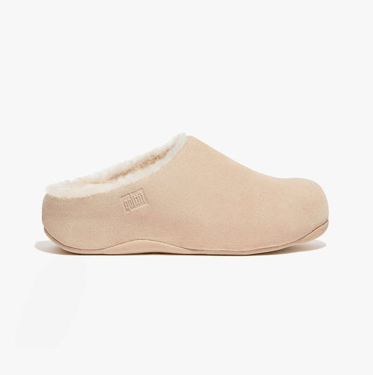 FitFlop SHUV Ladies Lined Suede Clogs Rose Cream - Shuperb