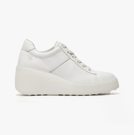 Fly London DELF580FLY Ladies Wedge Trainers White - Shuperb