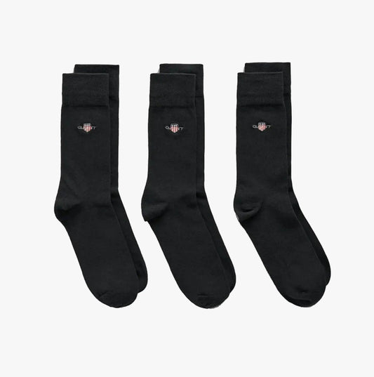 GANT SHIELD SOCKS 3 - Pack Mens Ebony Black - Shuperb