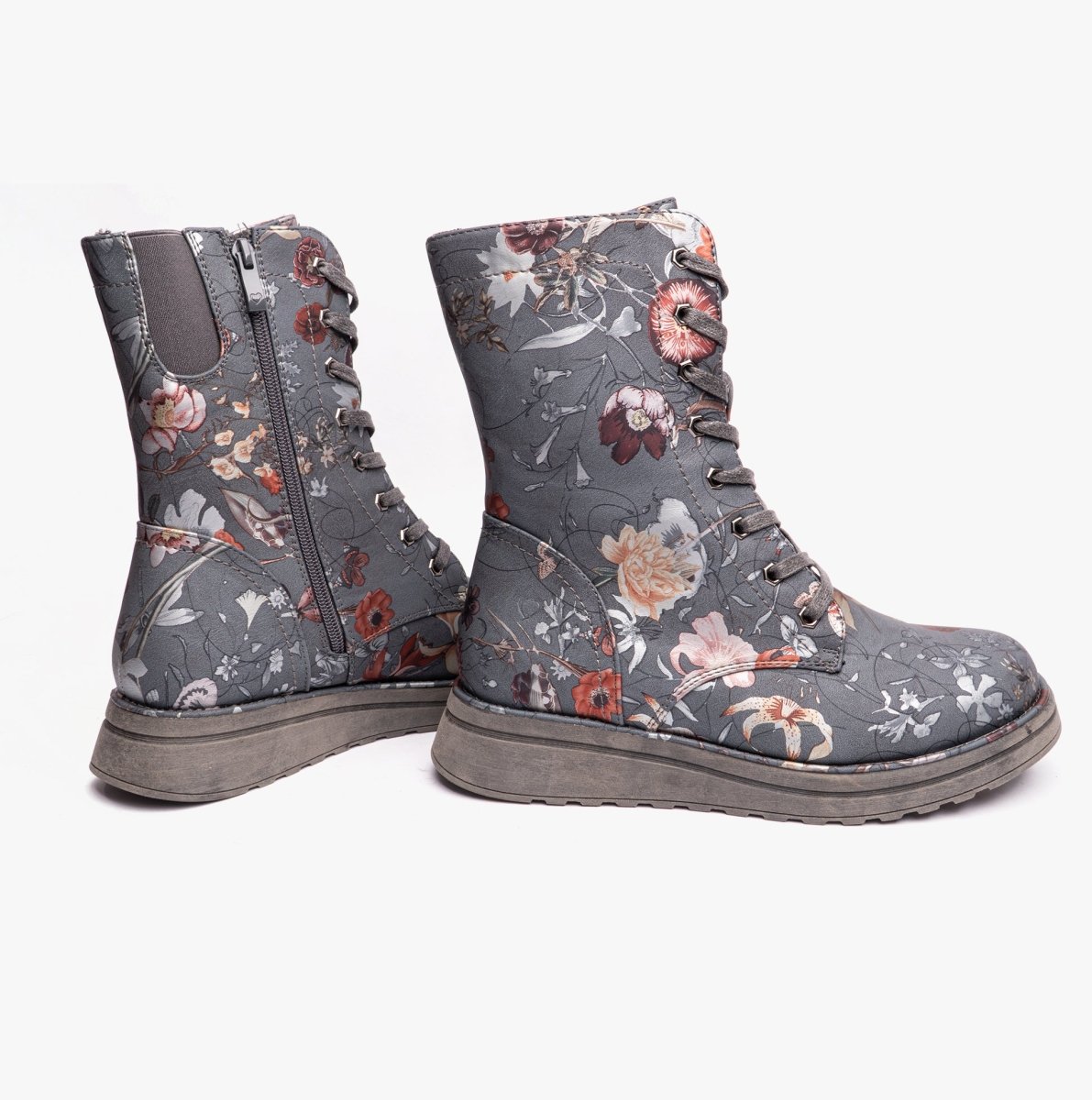 Heavenly Feet MARTINA4 PRINT FANTASY Womens Ankle Boots Grey - Shuperb