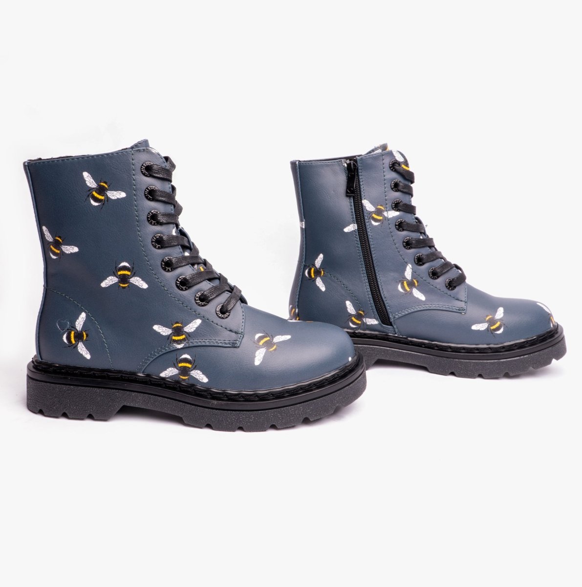 Heavenly Feet JUSTINA2 BEE PRINT Womens Ankle Boots Dark Ocean - Shuperb