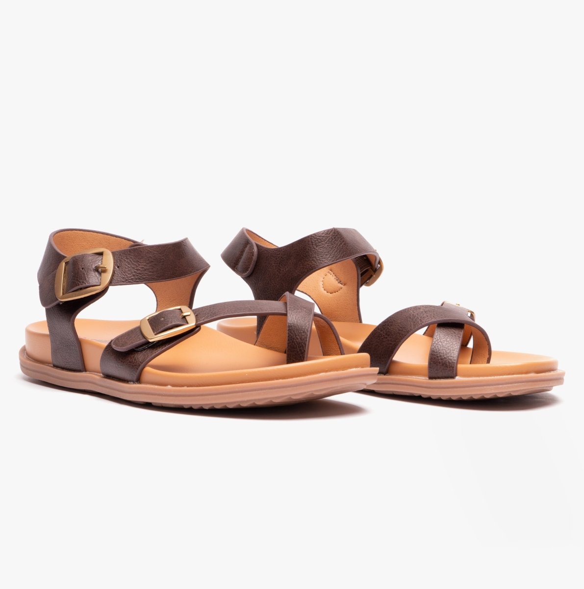 Heavenly Feet PALMA Ladies Crossover Sandals Chocolate - Shuperb