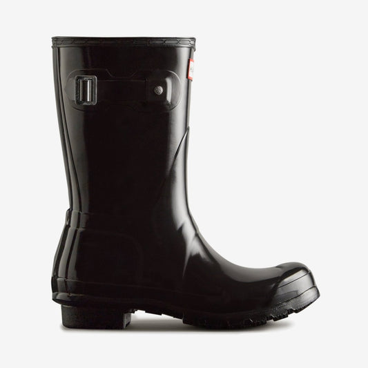 Hunter ORIGINAL SHORT Womens Wellies Black Gloss - Shuperb