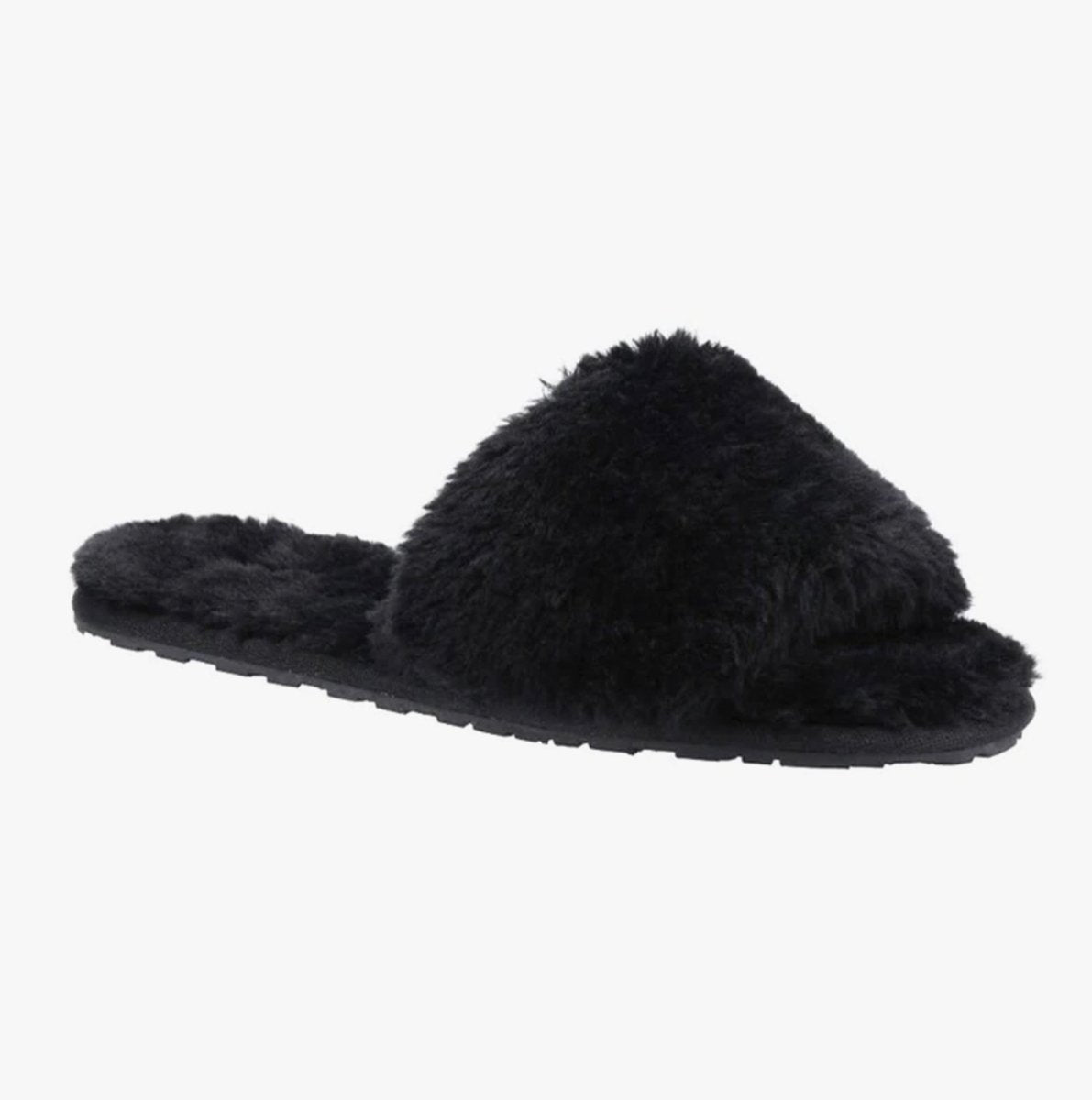 Hush Puppies PRUE Ladies Faux Fur Slippers Black - Shuperb