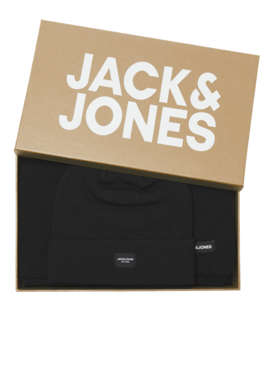 Jack & Jones DNA Mens Scarf & Gloves Black - Shuperb