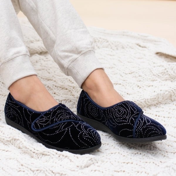 Jo & Joe GLORIA Womens Slippers Navy - Shuperb