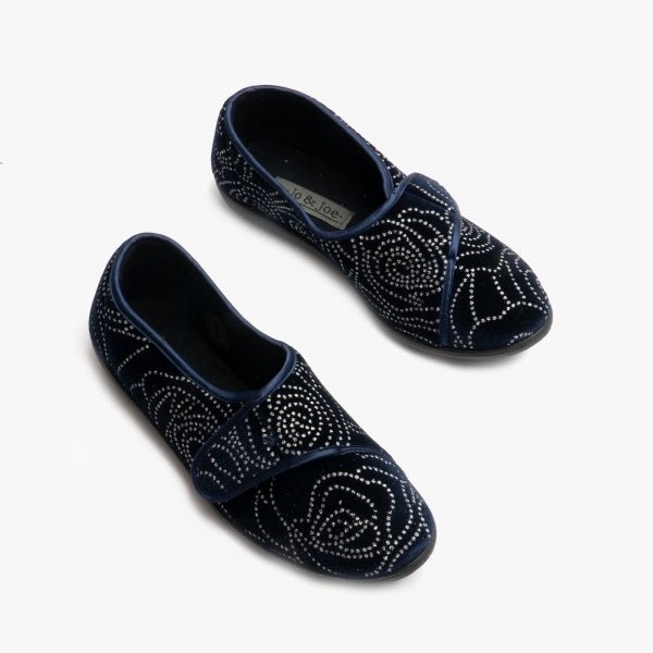 Jo & Joe GLORIA Womens Slippers Navy - Shuperb