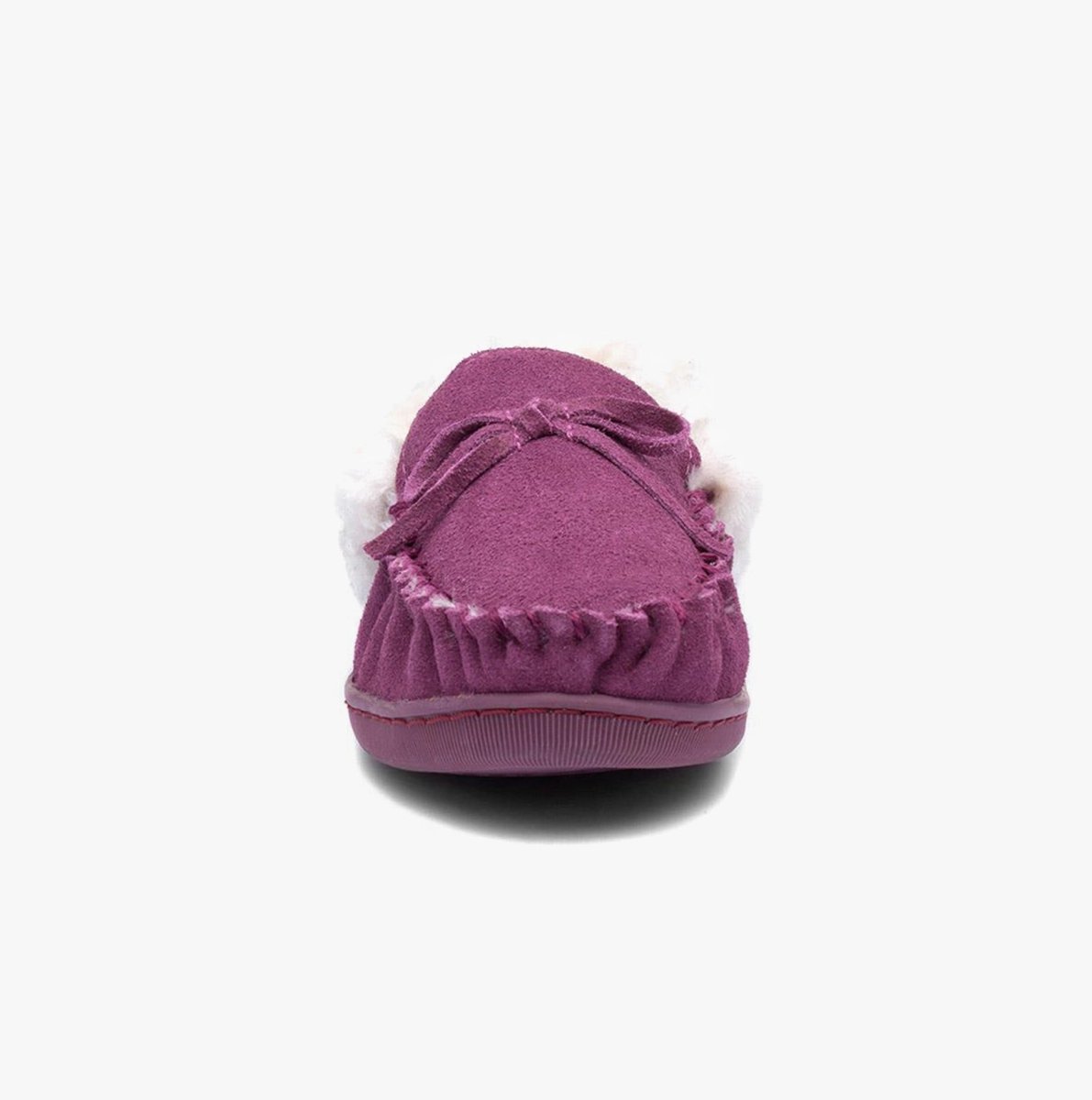 Jo & Joe MULL Ladies Suede Moccasin Slippers Dark Pink - Shuperb