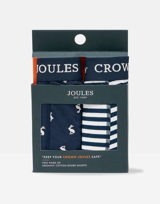 Joules CROWN JOULES Mens 2 Pack Boxers Navy Hare - Shuperb