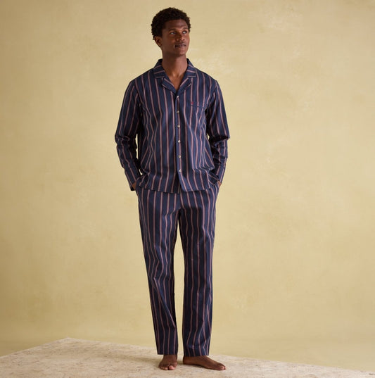 Joules HUGO Mens Pyjama Set Navy Stripe - Shuperb