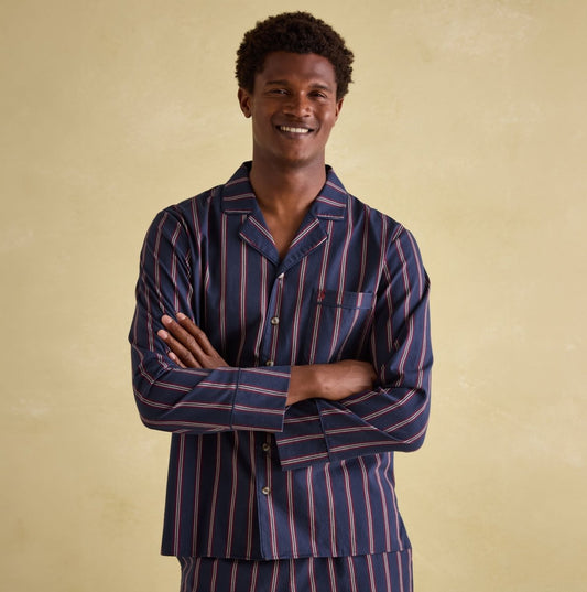 Joules HUGO Mens Pyjama Set Navy Stripe - Shuperb