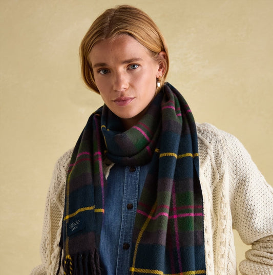 Joules LANGTREE Womens Scarf Rust Check - Shuperb